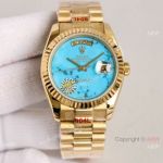 Swiss Copy Rolex Oyster Perpetual Day-Date 36mm Watch Turquoise Dial Gold Presidential